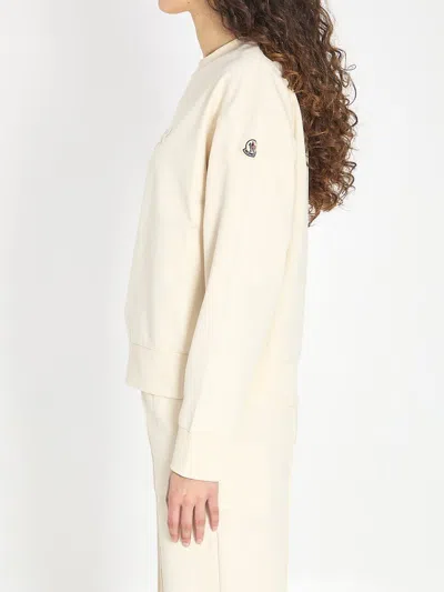 Moncler Cotton Crewneck Sweatshirt In Neutral