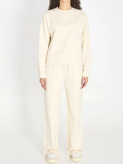Moncler Cotton Crewneck Sweatshirt In Neutral