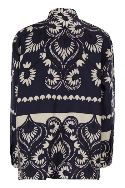 Weekend Max Mara Weekend Maxmara Wkdlastra Printed Silk Patchwork Shirt In Black