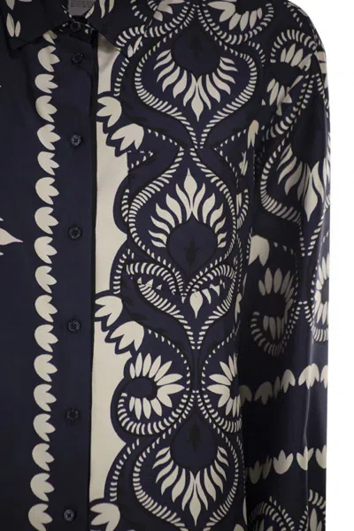 Weekend Max Mara Weekend Maxmara Wkdlastra Printed Silk Patchwork Shirt In Black