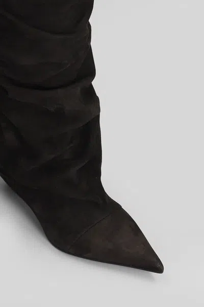 Lella Baldi Ruched Suede Knee-high Boots In Multi