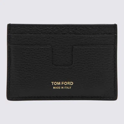 Tom Ford Soft Grain Leather T Line Classic Card Holder In Black