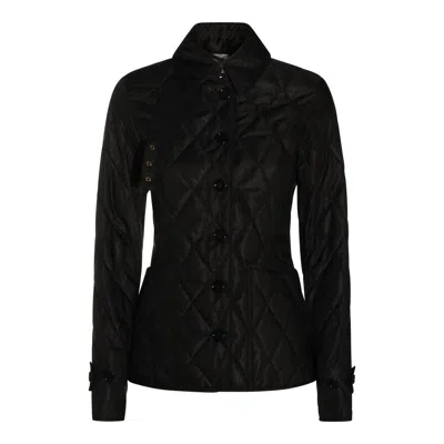 Burberry Long Sleeved Quilted Buttoned Jacket In Black
