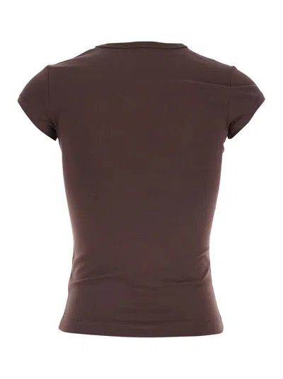 Diesel 'angie' Brown T-shirt With D-logo Plaque On The Front In Cotton Woman In Brown