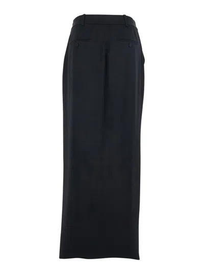 Tom Ford Black Long Skirt With Concealed Side Zip Closure And Single Front Slit In Viscose Blend Woman In Black