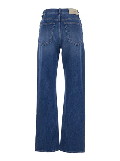 Givenchy Blue Pants With Belt Loops And Logo Patch On The Rear In Denim Woman In Blue