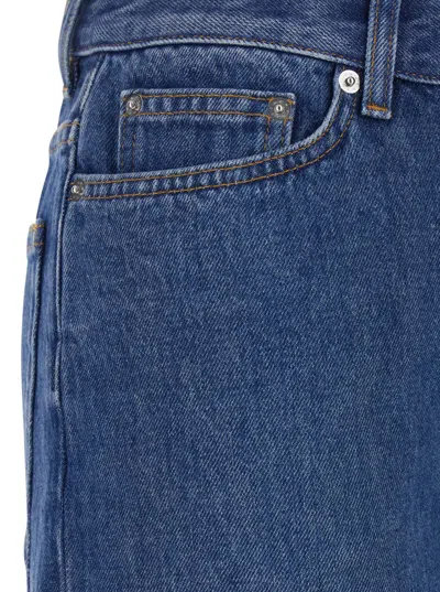 Givenchy Blue Pants With Belt Loops And Logo Patch On The Rear In Denim Woman In Blue
