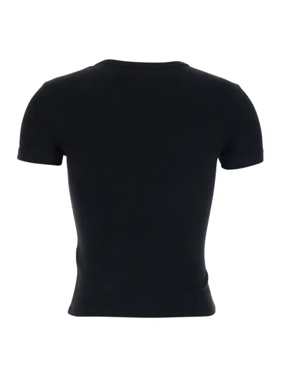 Diesel Black T-shirt With Logo On The Front And Ribbed Design In Cotton Woman In Black