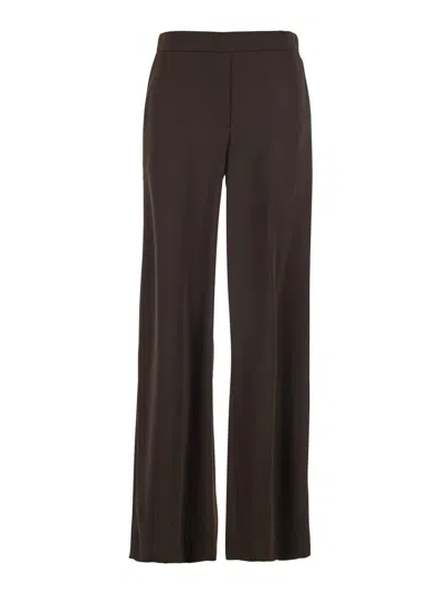P.a.r.o.s.h Brown Pants With Elastic Waist And Wide Leg In Fabric Woman In Brown
