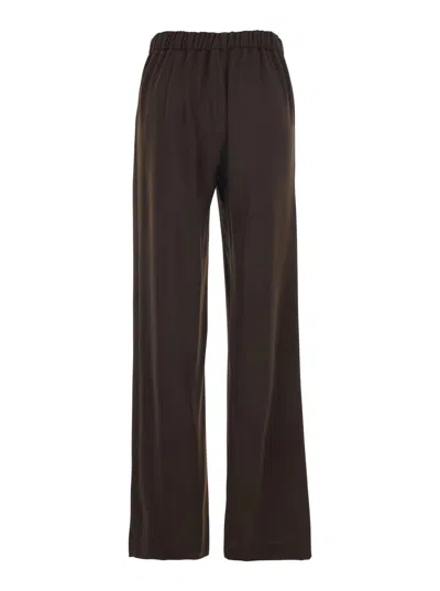 P.a.r.o.s.h Brown Pants With Elastic Waist And Wide Leg In Fabric Woman In Brown