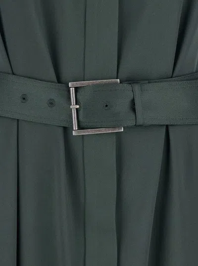 Tom Ford Green Sleeveless Long Dress With Halterneck And Front Belt In Viscose Blend Woman In Green
