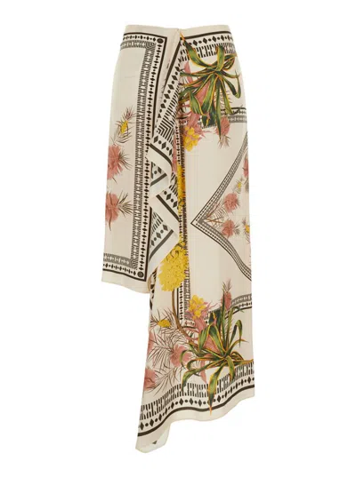 Blumarine Multicolor Skirt With Hidden Back Closure And All-over Floral Print In Viscose Woman In Multi