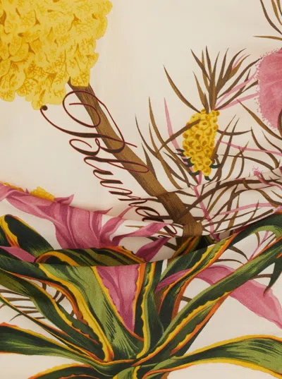 Blumarine Women Multicolor Top With All-over Floral Print And Knot Closure In Viscose Woman In Multi