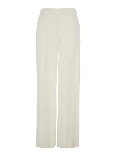 P.a.r.o.s.h White Pants With Elastic Waist And Wide Leg In Fabric Woman In White
