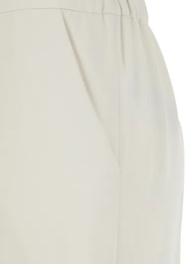 P.a.r.o.s.h White Pants With Elastic Waist And Wide Leg In Fabric Woman In White