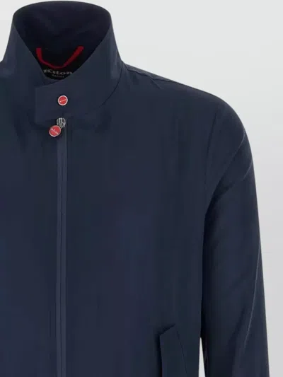 Kiton Cima Jacket Structured Cut Mandarin Collar In Blue