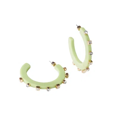 Smith & Co Women's Large City Girl Jewel Hoop Earrings In Pistachio In White