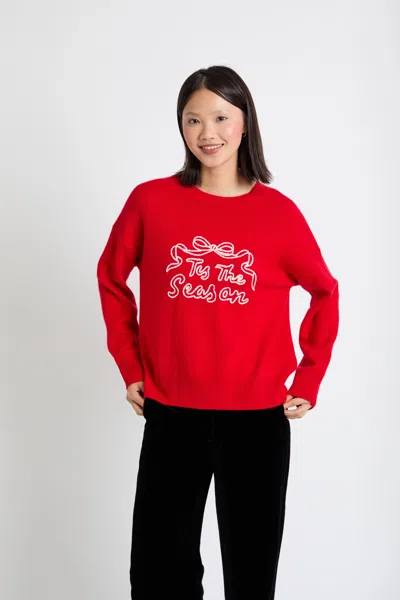 Chinti & Parker Velvet-red Wool-cashmere Tis The Season Sweater In Multi