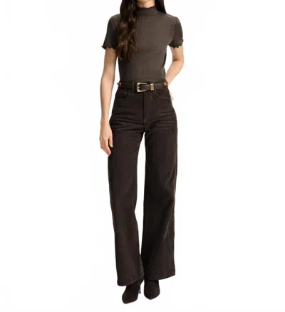 Veronica Beard Taylor High Rise Wide Leg Corduroy Pants In Dark Umber In Brown