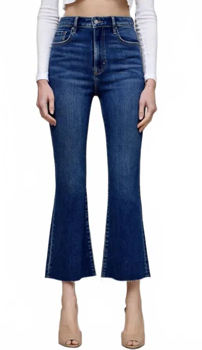 Hidden Happi High Rise Denim Crop Flare Jeans In Blue In Blue