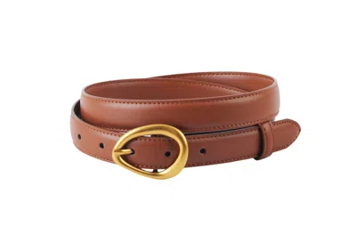 Most Wanted Women's Harper Leather Belt With Asymmetrical Buckle In Tan In Multi