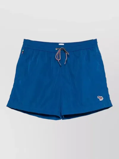Paul Smith Logo Swim Shorts Featuring Side Pockets In Blue