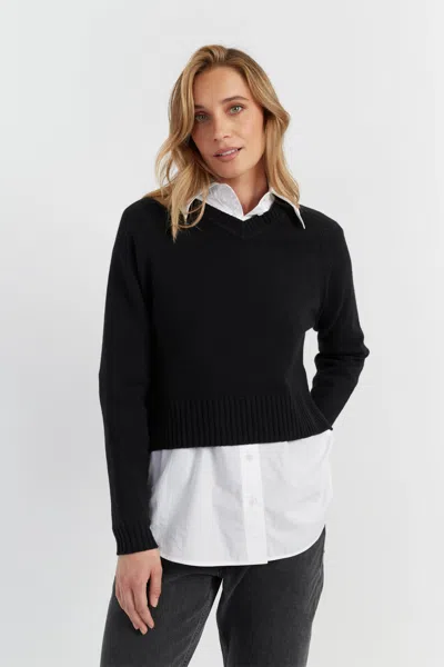 Chinti & Parker Black Pure Cashmere V-neck Sweater In Multi