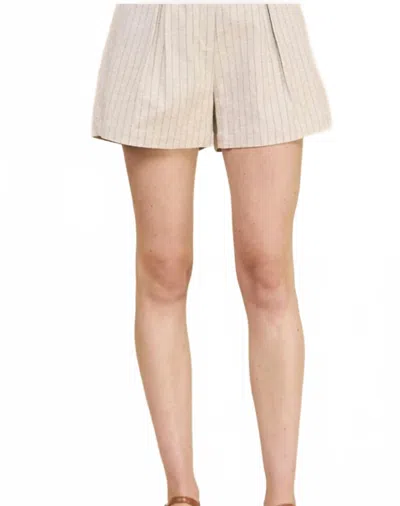 Allie Rose Pinstripe Linen Shorts In Natural In Neutral