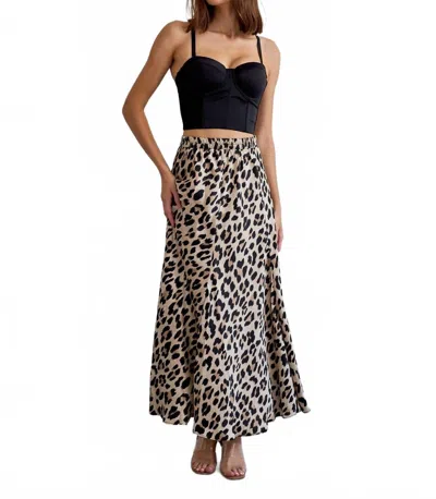 Choklate Paris Valentine Print Satin Skirt In Beige Leopard In Multi