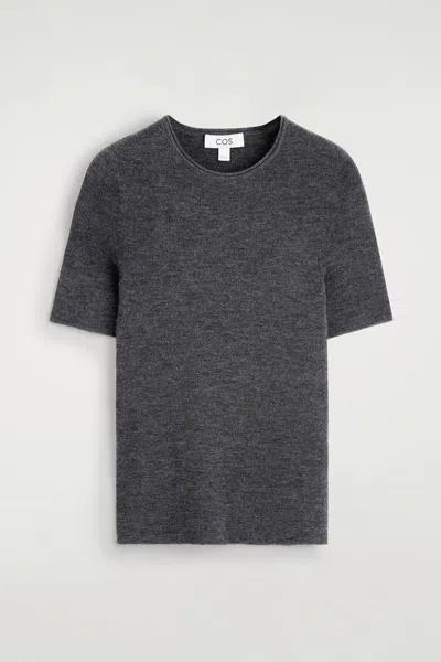 Cos Merino Wool T-shirt In Gray