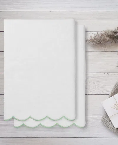 Linum Home Adornia Scallop Cotton 2-pc. Bath Towel Set, 27" X 54" In White