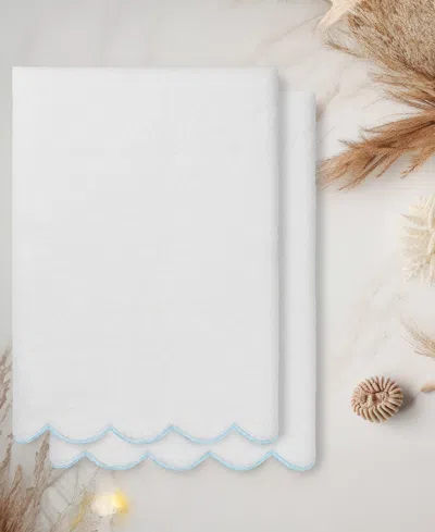 Linum Home Adornia Scallop Cotton 2-pc. Bath Towel Set, 27" X 54" In White