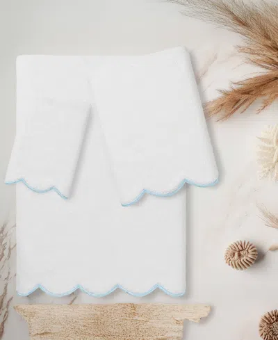 Linum Home Adornia Scallop Cotton 3-pc. Towel Set In White