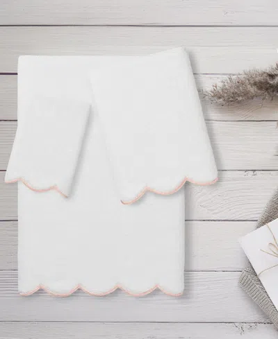 Linum Home Adornia Scallop Cotton 3-pc. Towel Set In White