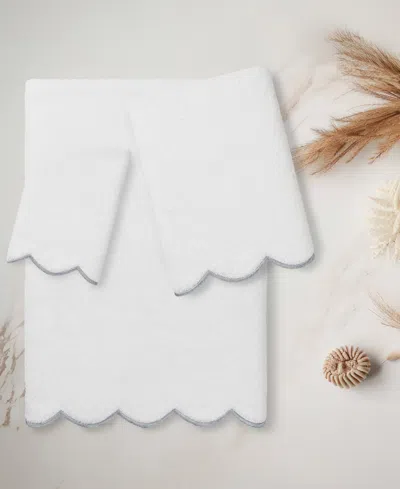 Linum Home Adornia Scallop Cotton 3-pc. Towel Set In White
