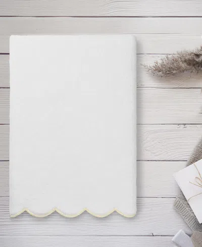 Linum Home Adornia Scallop Cotton Bath Towel, 27" X 54" In White