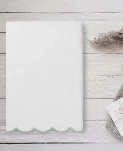 Linum Home Adornia Scallop Cotton Bath Towel, 27" X 54" In White