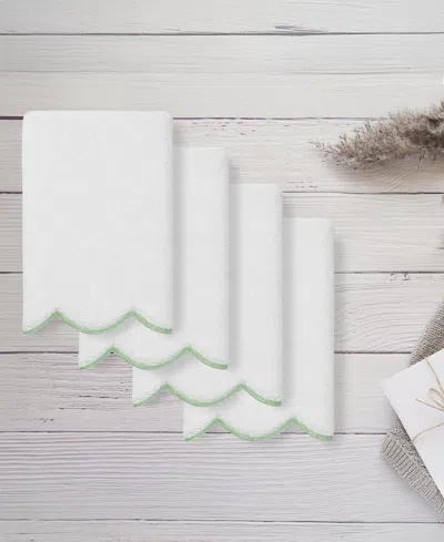 Linum Home Adornia Scallop Cotton 4-pc. Fingertip Towel Set, 11" X 18" In White