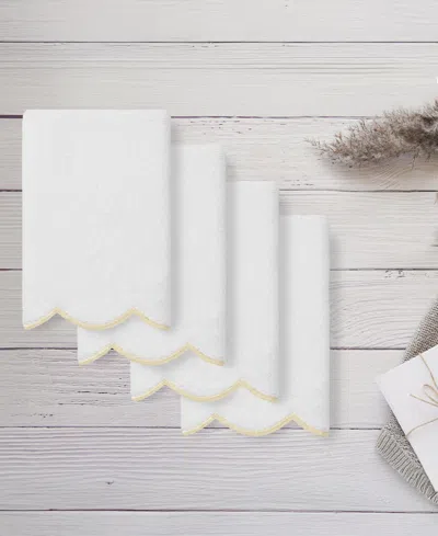 Linum Home Adornia Scallop Cotton 4-pc. Fingertip Towel Set, 11" X 18" In White