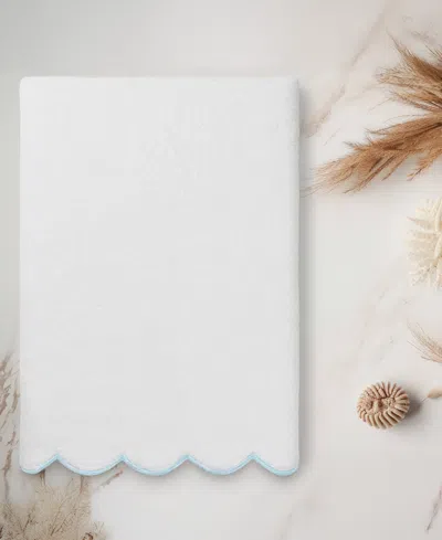 Linum Home Adornia Scallop Cotton Bath Towel, 27" X 54" In White