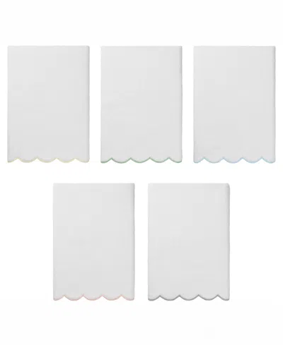 Linum Home Adornia Scallop Cotton Bath Towel, 27" X 54" In White