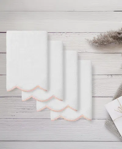 Linum Home Adornia Scallop Cotton 4-pc. Fingertip Towel Set, 11" X 18" In White