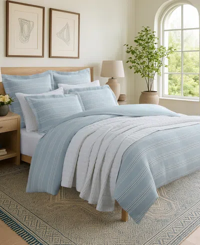 Levtex Home Clayton Stripes Textured 3-pc. Comforter Set, Full/queen In Blue