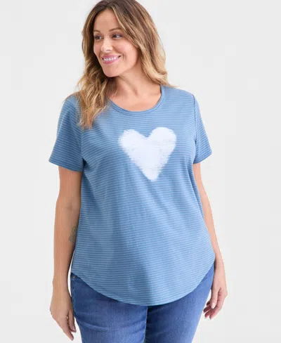 Style & Co Plus Size Perfect Graphic T-shirt, Macy's Exclusive In Blue