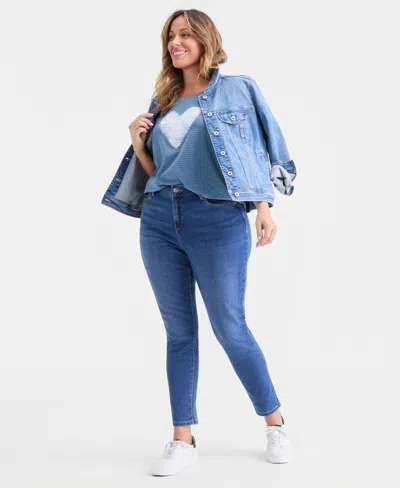 Style & Co Plus Size Perfect Graphic T-shirt, Macy's Exclusive In Blue