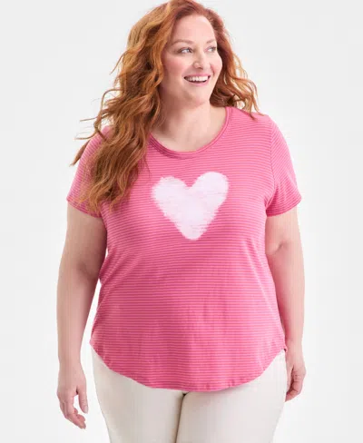 Style & Co Plus Size Perfect Graphic T-shirt, Macy's Exclusive In Pink