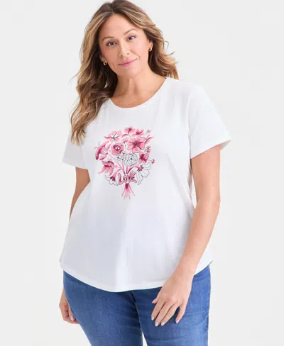 Style & Co Plus Size Perfect Graphic T-shirt, Macy's Exclusive In Brown