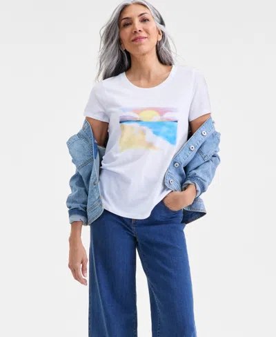 Style & Co Plus Size Perfect Graphic T-shirt, Macy's Exclusive In White