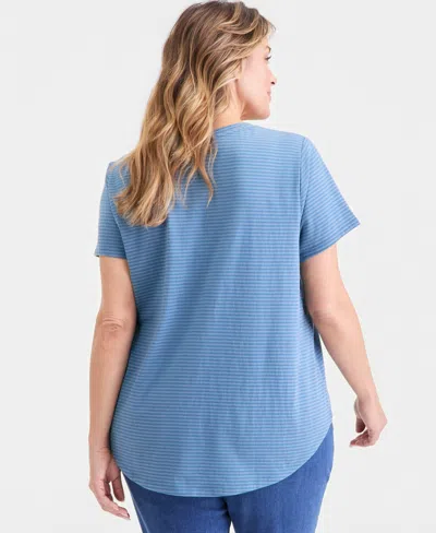 Style & Co Plus Size Perfect Graphic T-shirt, Macy's Exclusive In Blue