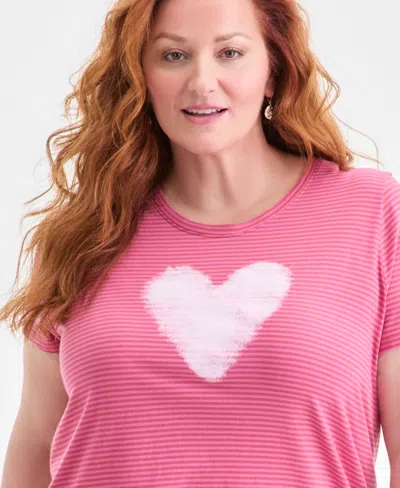 Style & Co Plus Size Perfect Graphic T-shirt, Macy's Exclusive In Pink